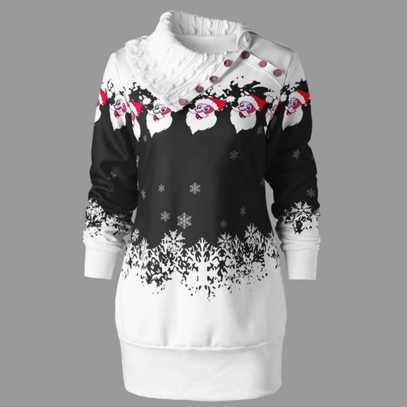 Tops - Christmas Santa and Snowflakes Sweater